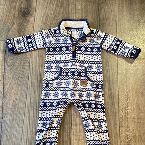 Carter's White and Navy Blue Snowflake One-Piece Bodysuit 12m